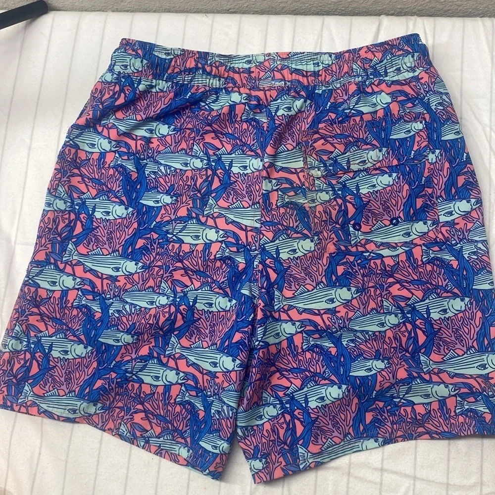 VINEYARD VINES Chappy Print Swim Trunks - Coral Papaya Passion Size Large
